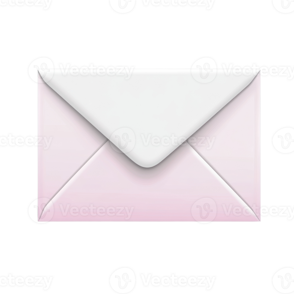 White Paper Envelope for Letters and Notes on transparent background. png