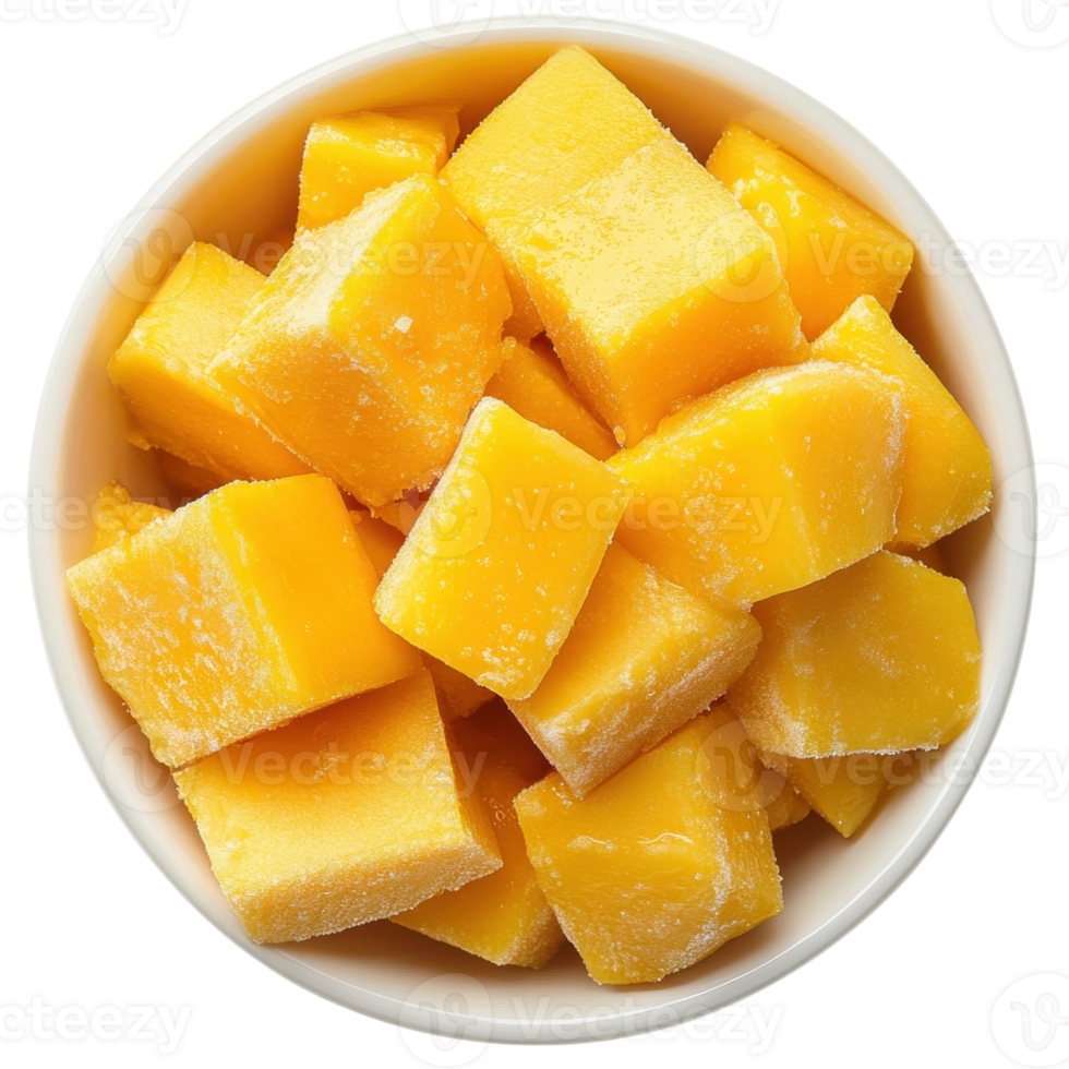 Mango Cubes Bowl Tropical Flavor Image on transparent background. png