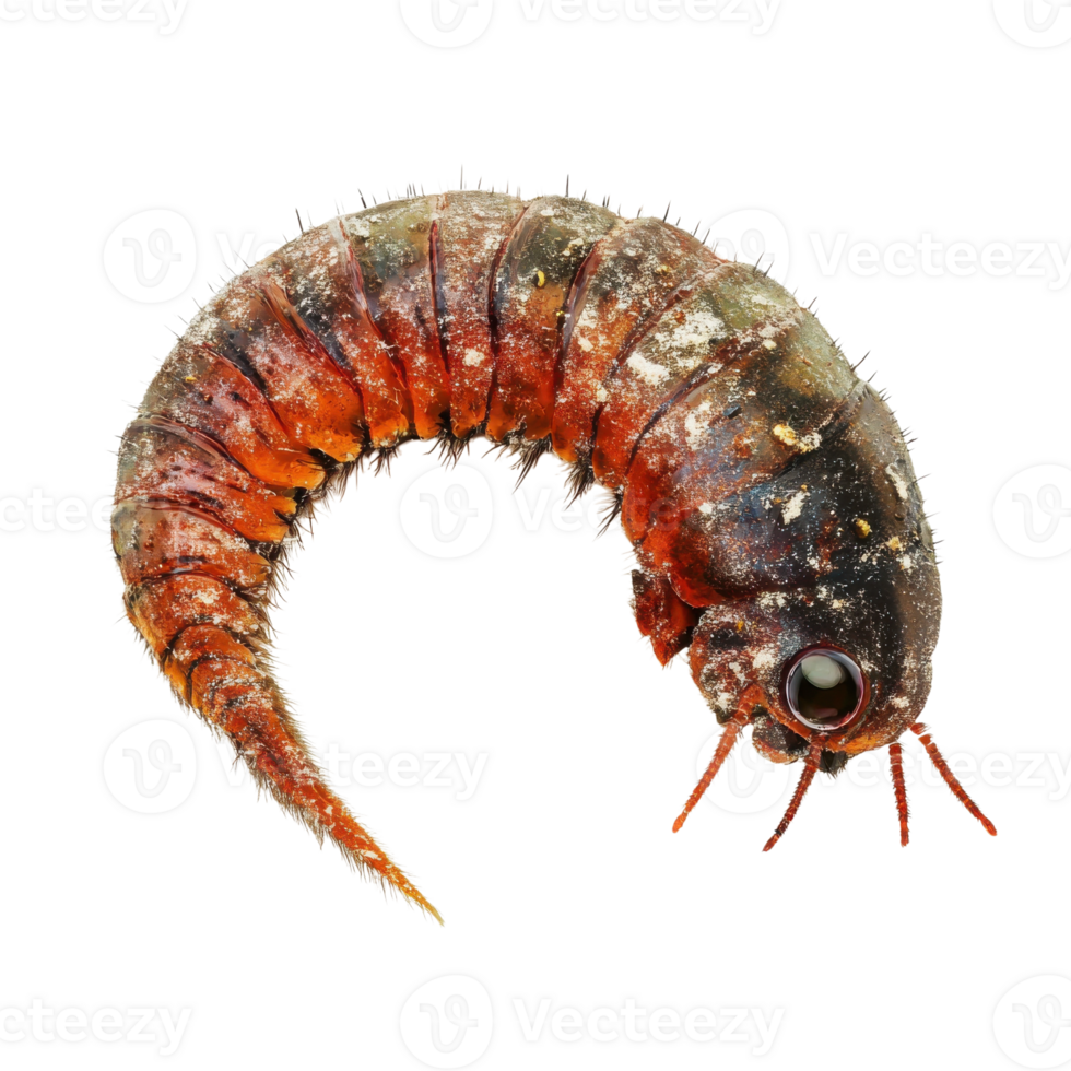 Closeup of Worm on White Background on transparent background. png