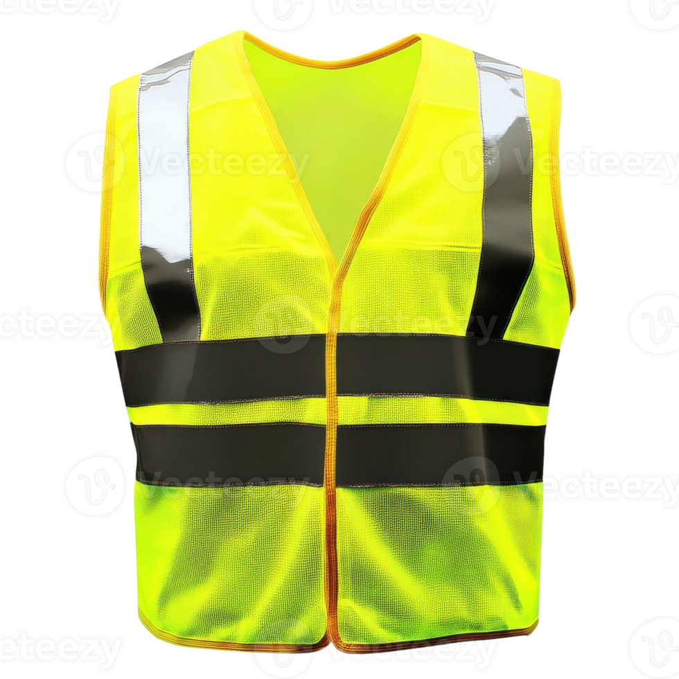 High Visibility Safety Vest for Workers on transparent background. png