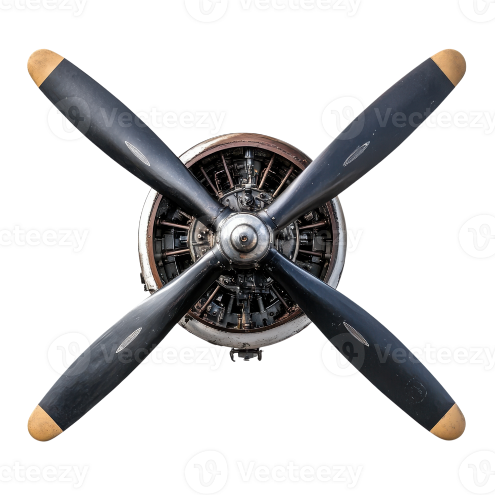 Airplane Propeller Mechanism Close up on transparent background. png