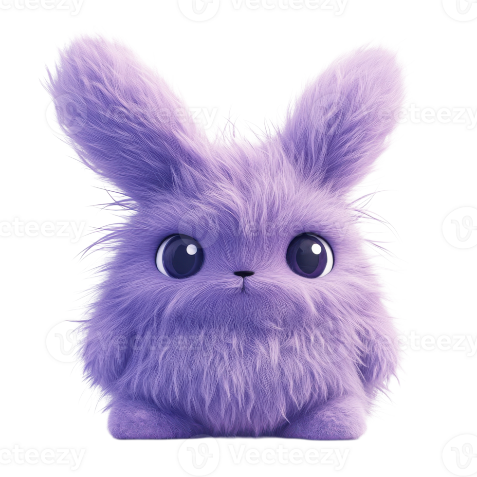 Fluffy Purple Character Invites Whimsy on transparent background. png