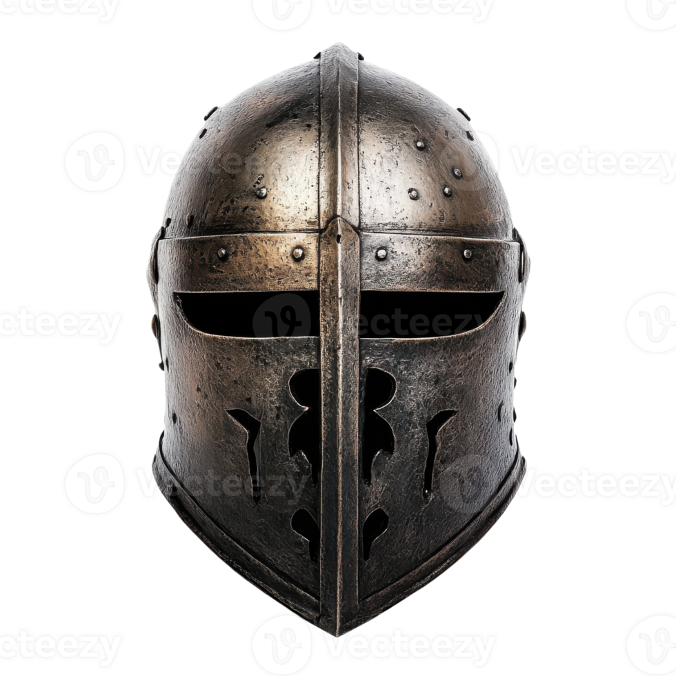 Medieval Knight Helmet History Display on transparent background. png