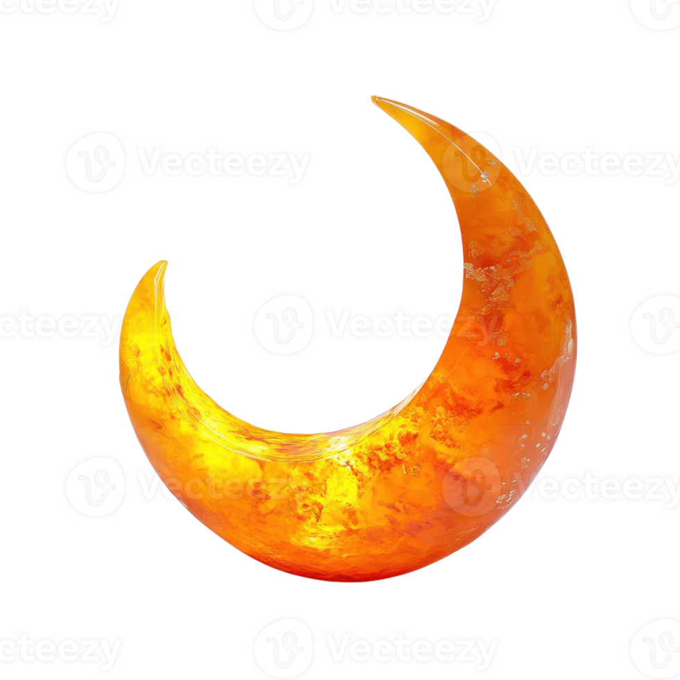 Orange Crescent Moon Lamp Decor on transparent background. png