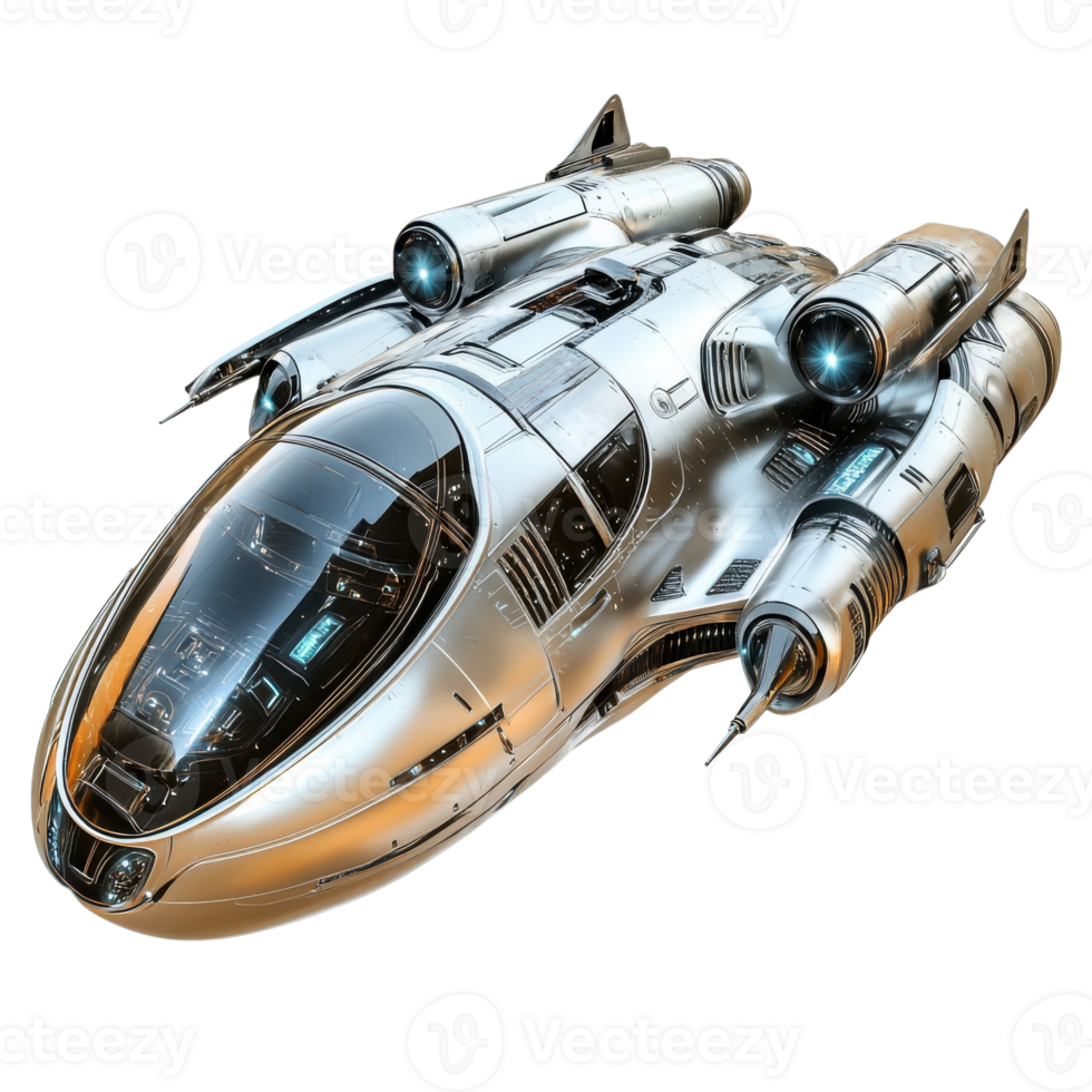 Futuristic Spaceship in Space Sci Fi on transparent background. png