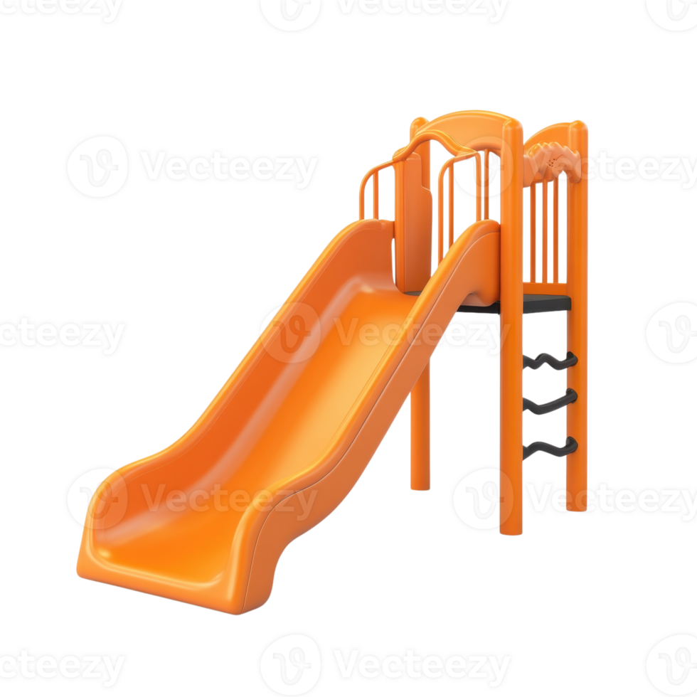 Kids Playground Orange Slide Fun on transparent background. png