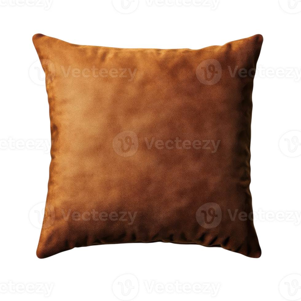 Brown Suede Pillow for Comfort and Style on transparent background. png