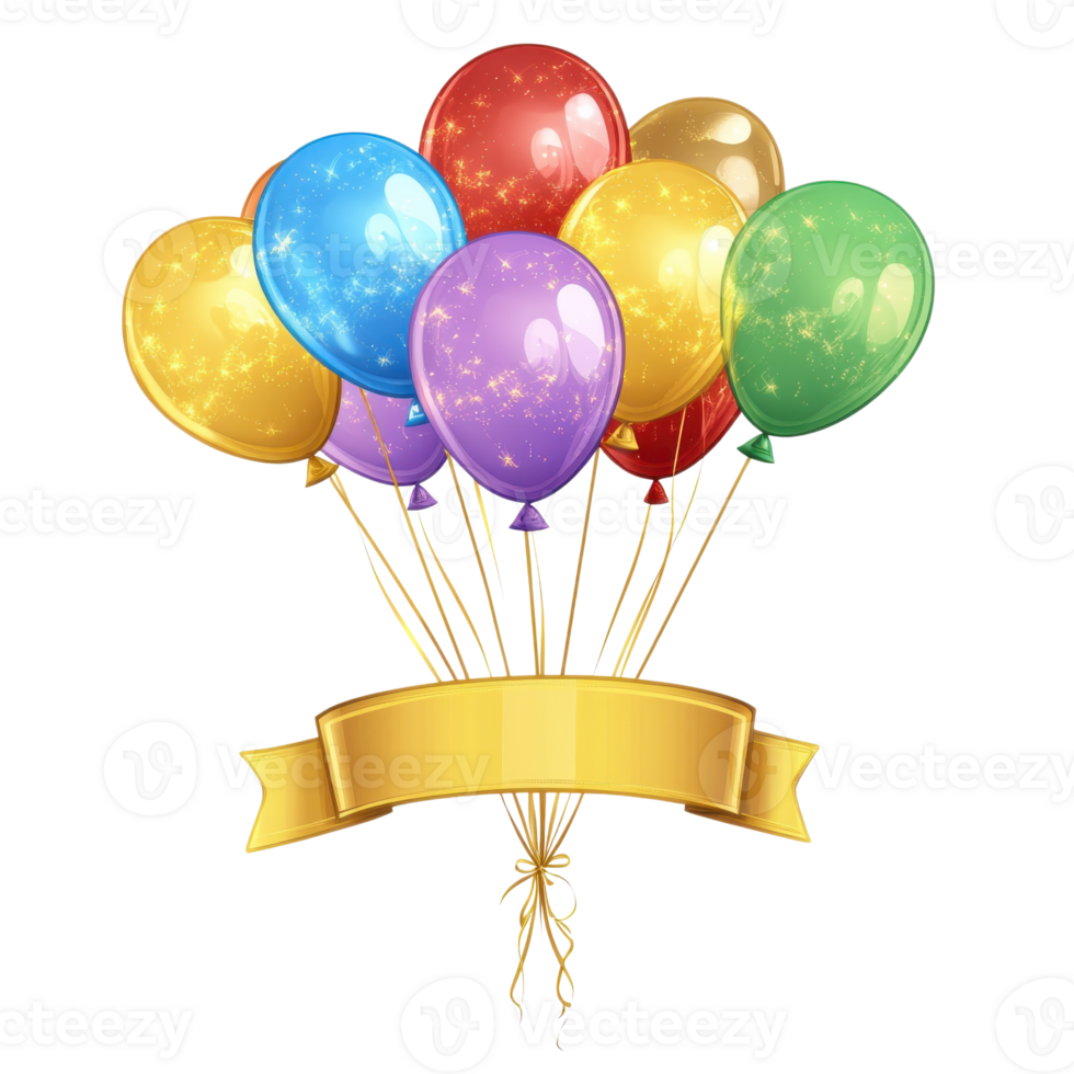 Colorful Balloons Festive Celebration on transparent background. png