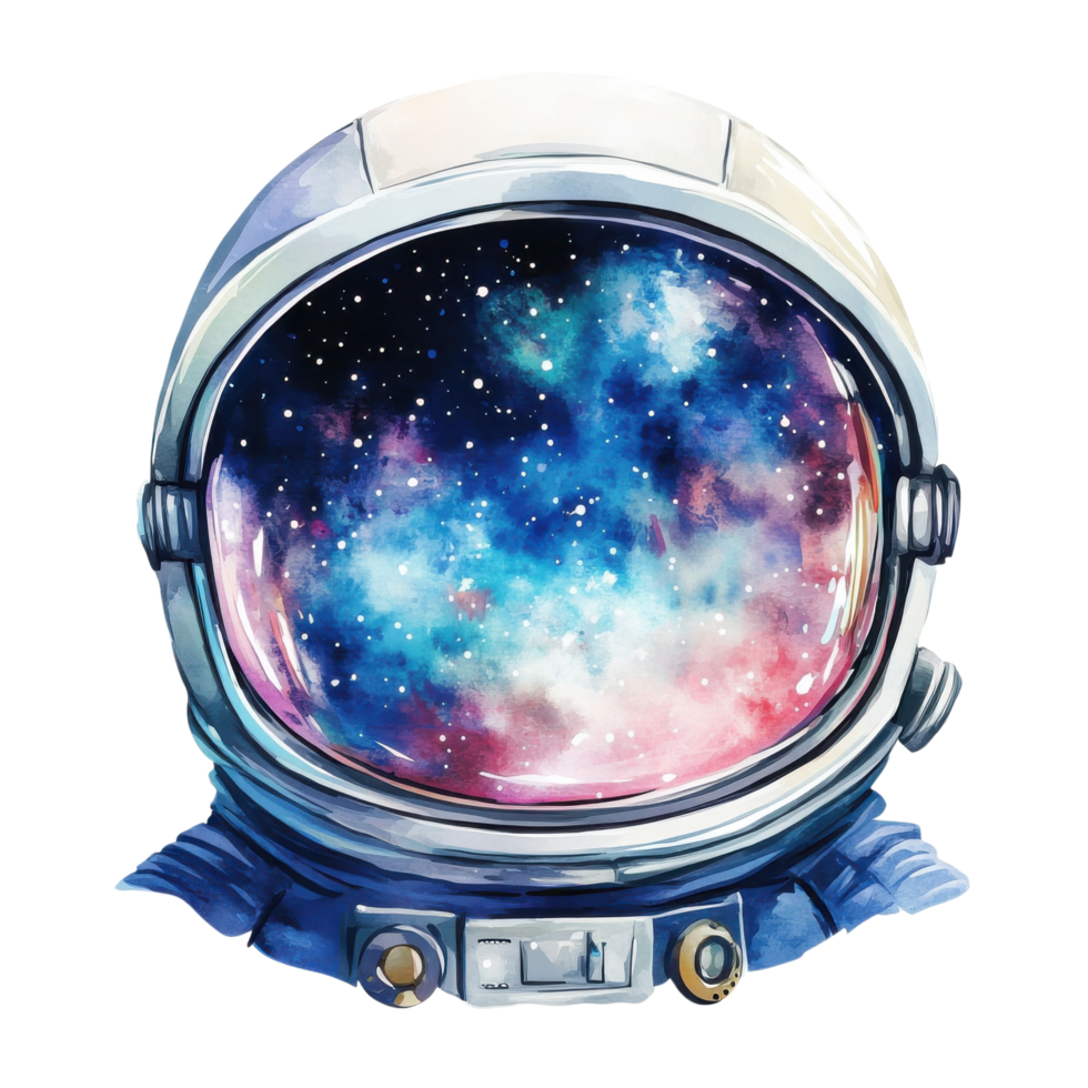 Adorable Watercolor Astronaut Helmet on transparent background. png
