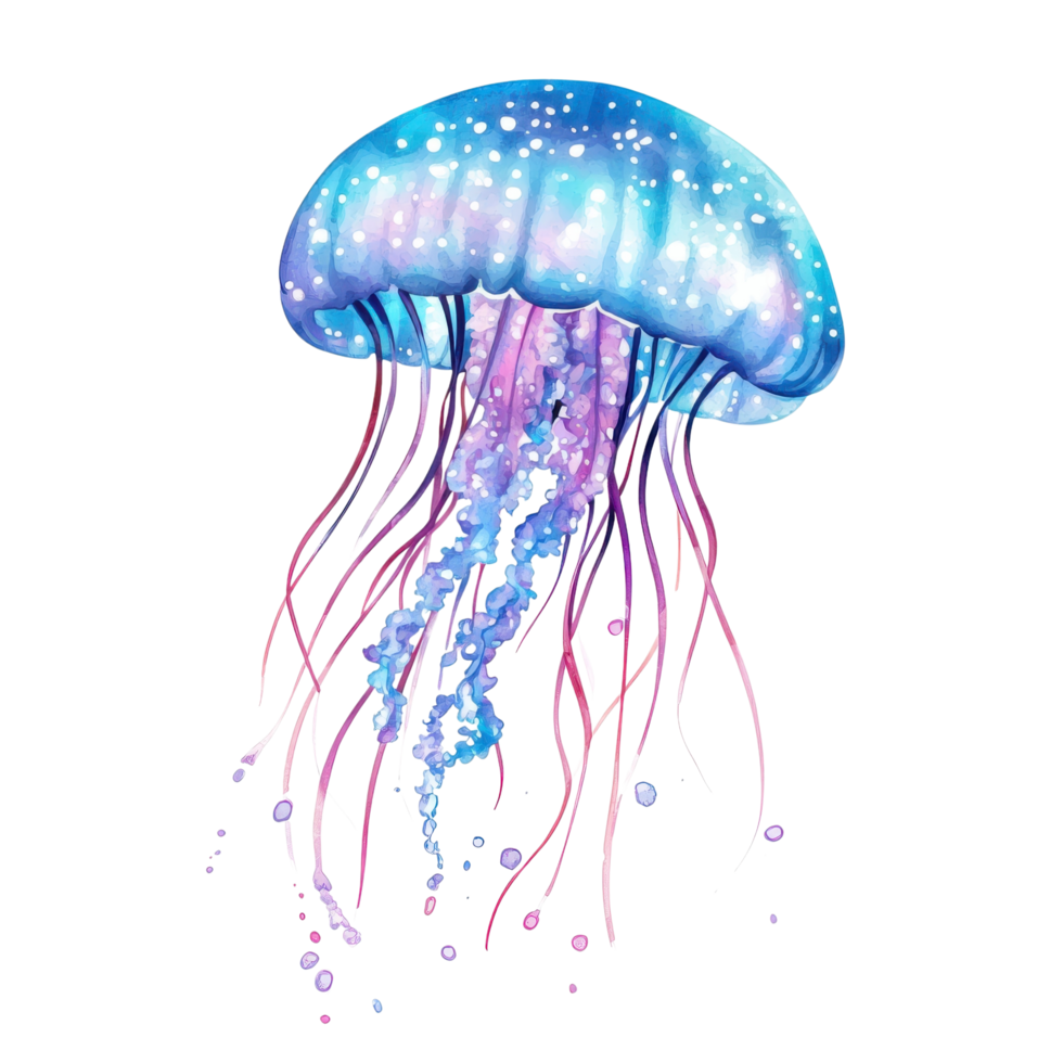 Glowing Bioluminescent Watercolor Nursery Art on transparent background. png