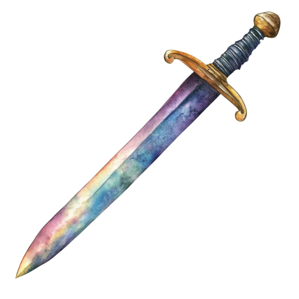Cute Watercolor Pirate Dagger Clipart on transparent background. png