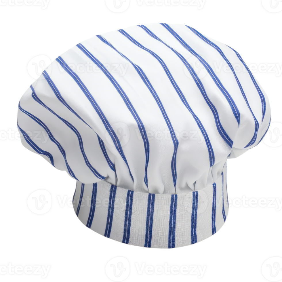 Striped Chef Hat Culinary Professional on transparent background. png