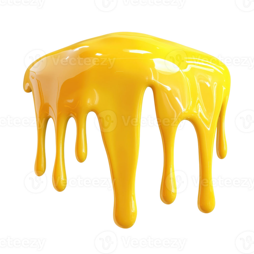 Glossy Yellow Slime Dripping Texture on transparent background. png