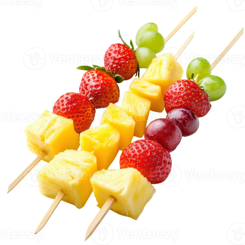 Delicious Fruit Skewers for Summer on transparent background. png