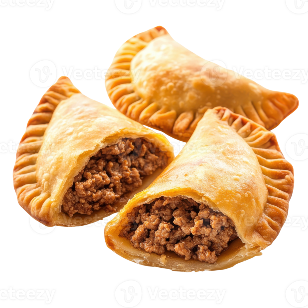 Delicious Fried Empanadas with Beef on transparent background. png