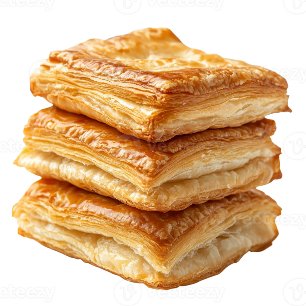 Golden Puff Pastry Cookies Dessert on transparent background. png