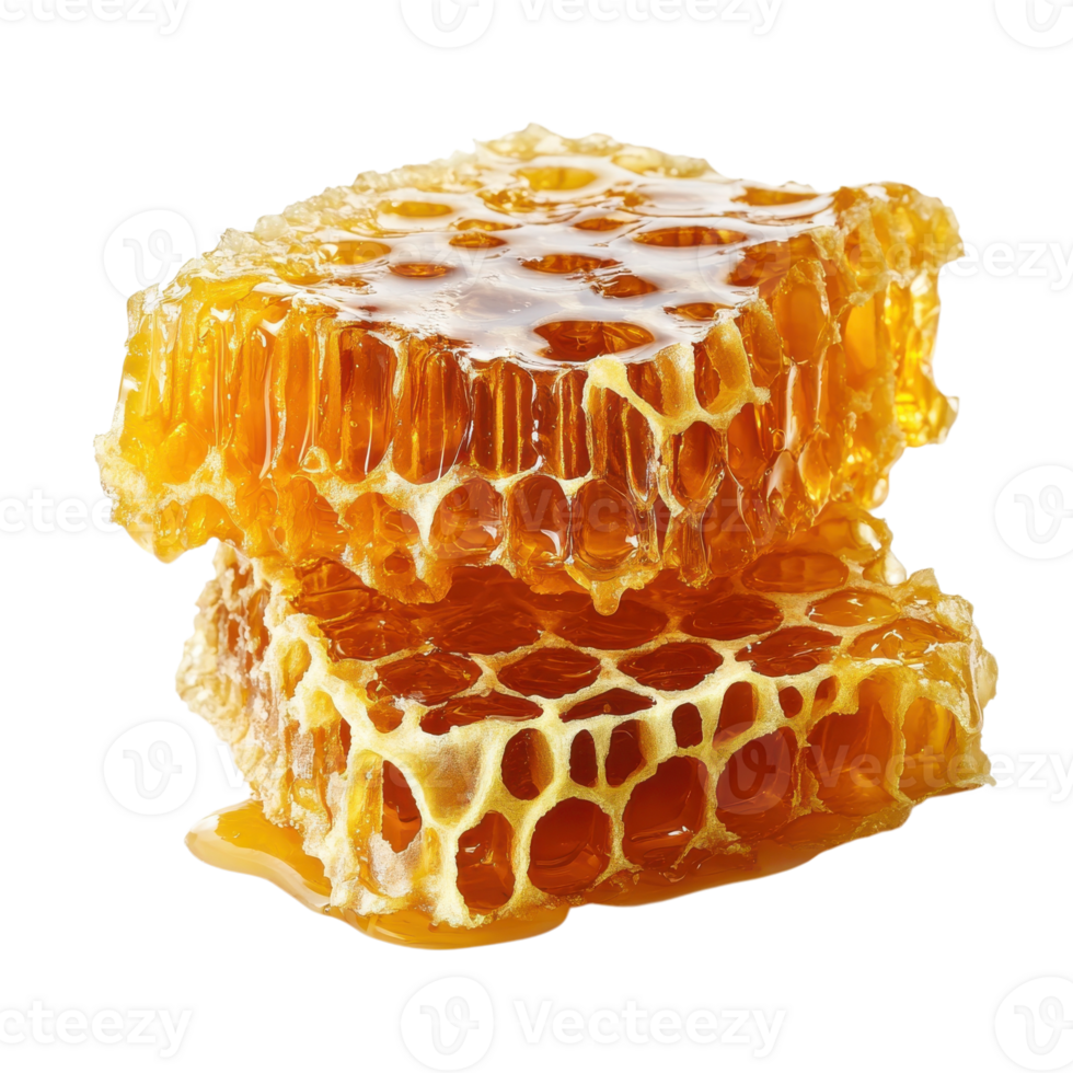 Golden Honeycomb Sweetness Delight on transparent background. png