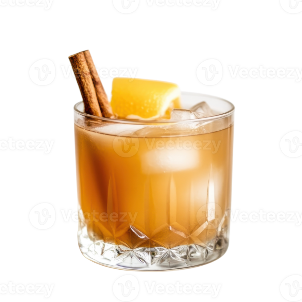 Maple Whiskey Sour Cocktail Recipe on transparent background. png