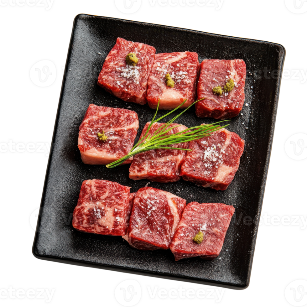 Delicious Wagyu Beef Teppanyaki Grill on transparent background. png