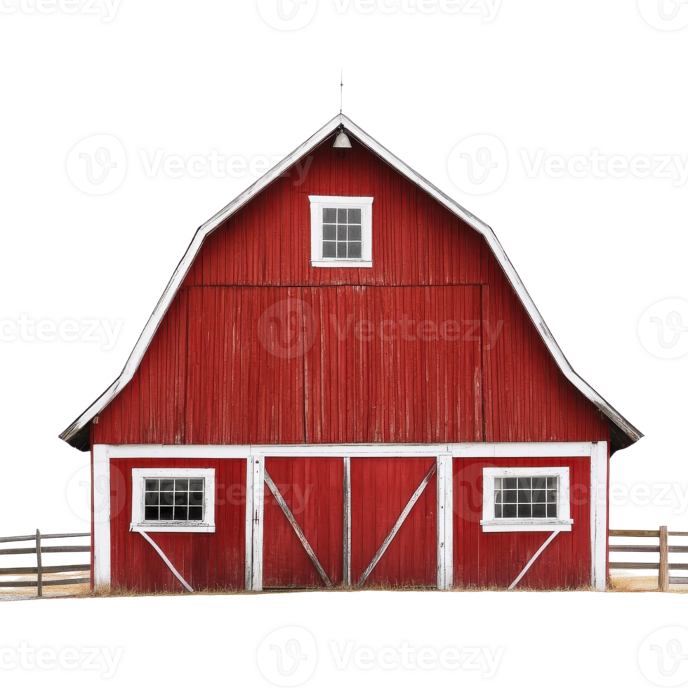 Rustic Red Barn Architecture Photography on transparent background. png