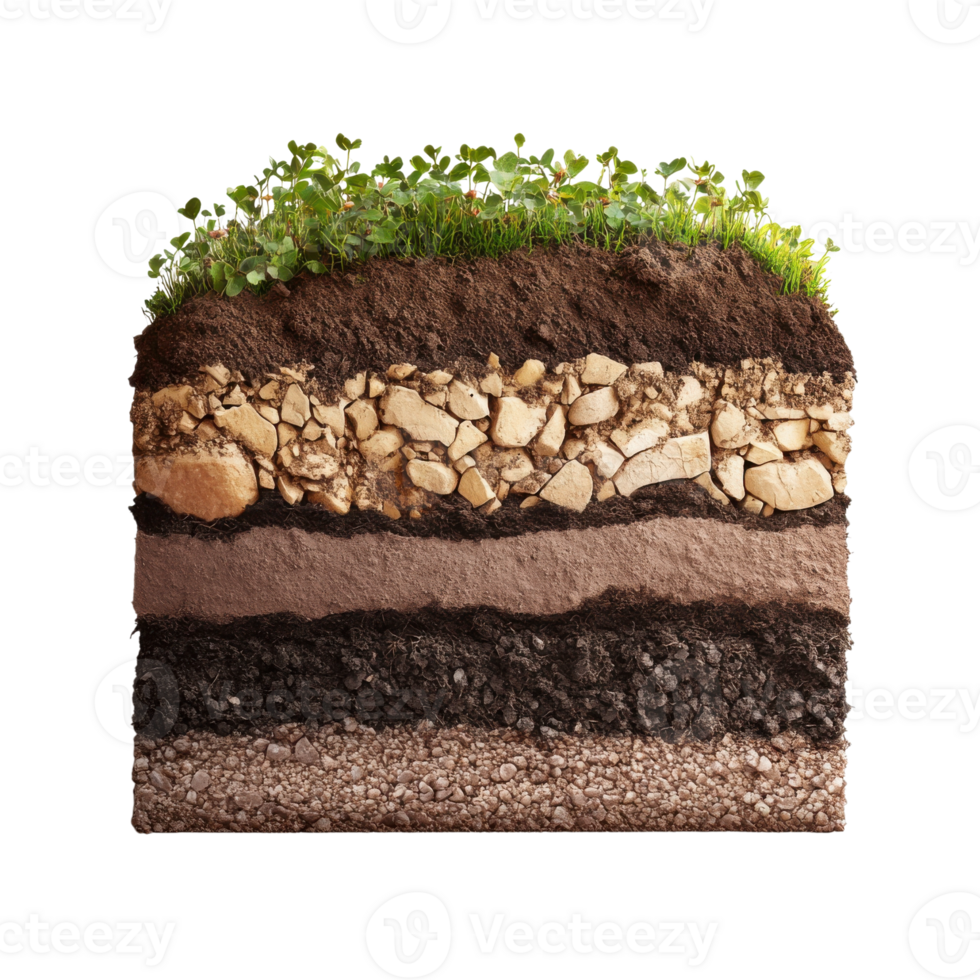 Understanding Soil Layers Structure on transparent background. png