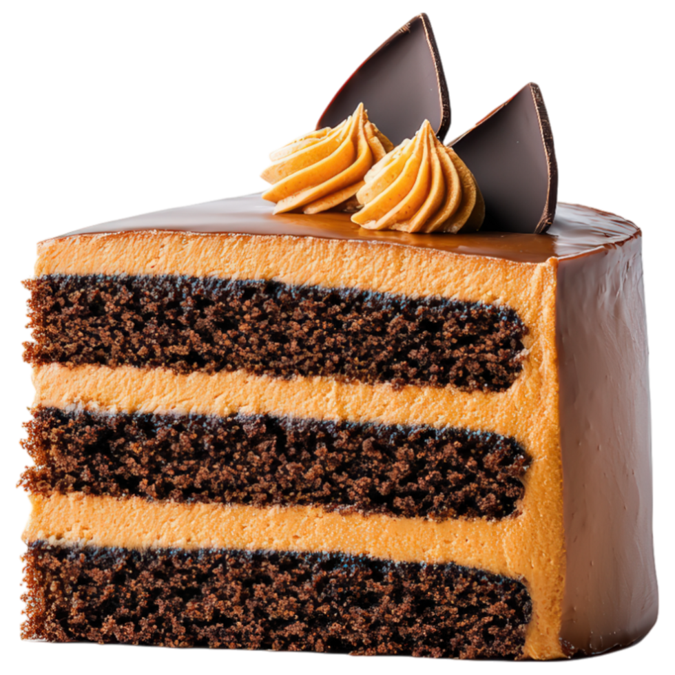 Food concept, Delicious chocolate cake slice with glossy ganache and decorative toppings, perfect for dessert lovers png