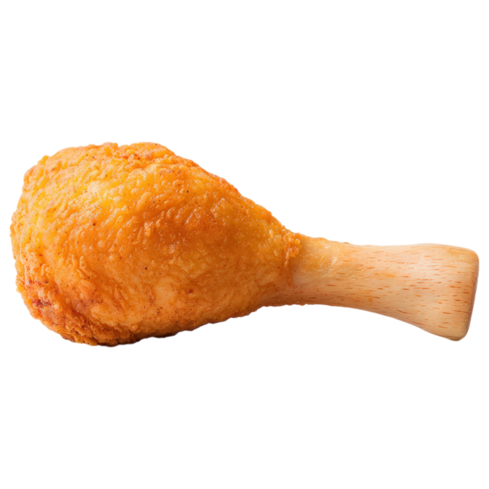 Crispy fried chicken leg with golden crust, perfect for delicious meal or snack. Enjoy savory flavor and satisfying crunch. png