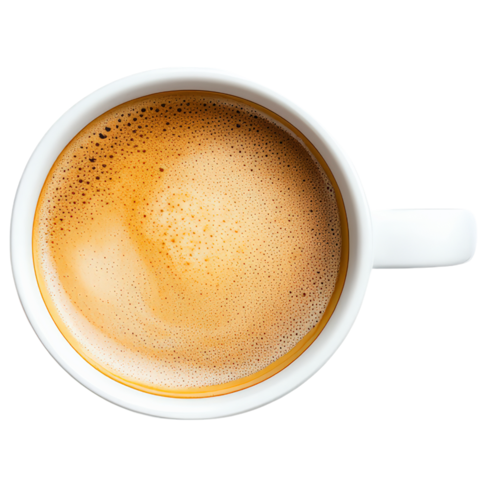 cup of hot coffee with frothy milk art, inviting warmth and comfort. Perfect for cozy moment. png