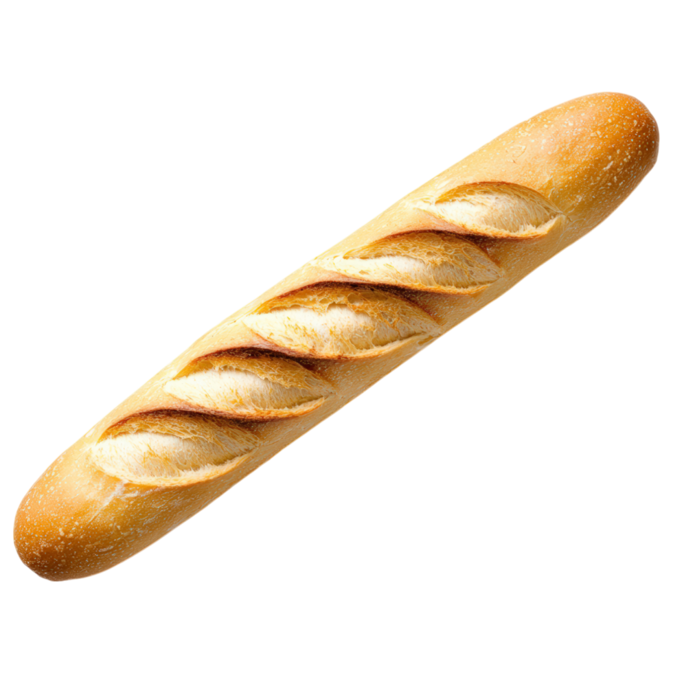 crispy golden French baguette with smooth texture and distinct scoring, perfect for sandwiches or as side. png