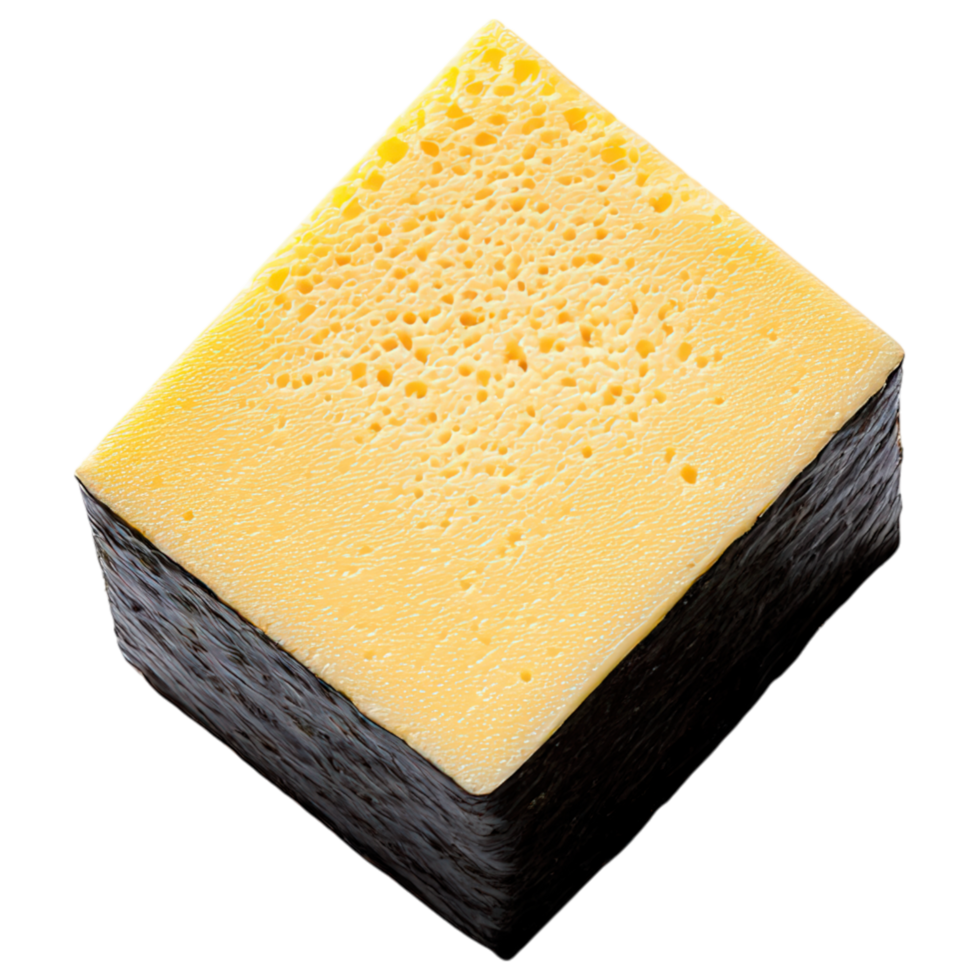 A yellow block of cheese with holes in it png