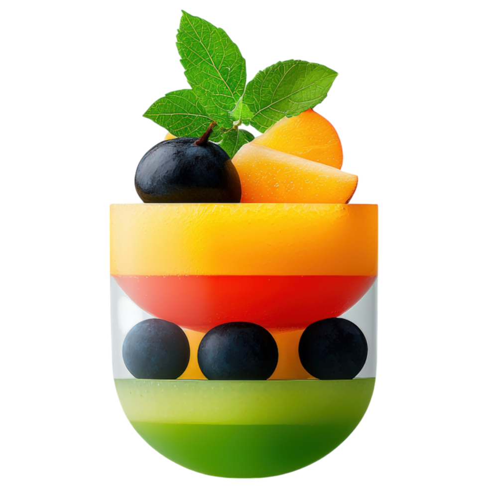 Free Isolated Food and Beverage on Transparent Background Colorful dessert with layers of fruit, food, and beverage, showcasing vibrant flavors png