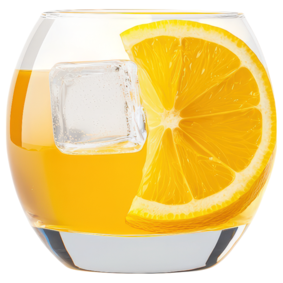 Free Isolated Food and Beverage on Transparent Background Refreshing beverage with lemon slice and ice png