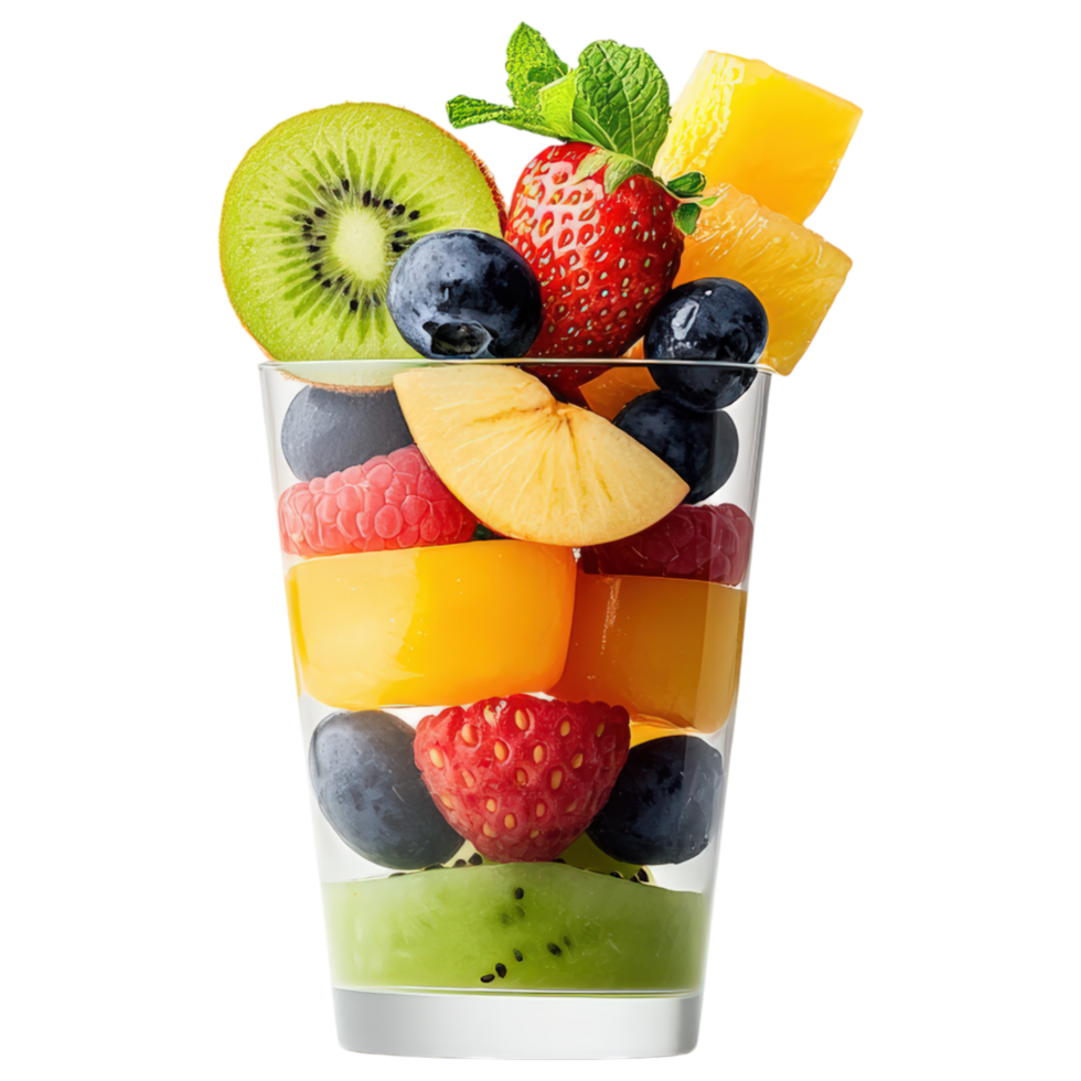 Free Isolated Food and Beverage on Transparent Background Fresh fruit salad with vibrant colors, showcasing mix of food and beverage png