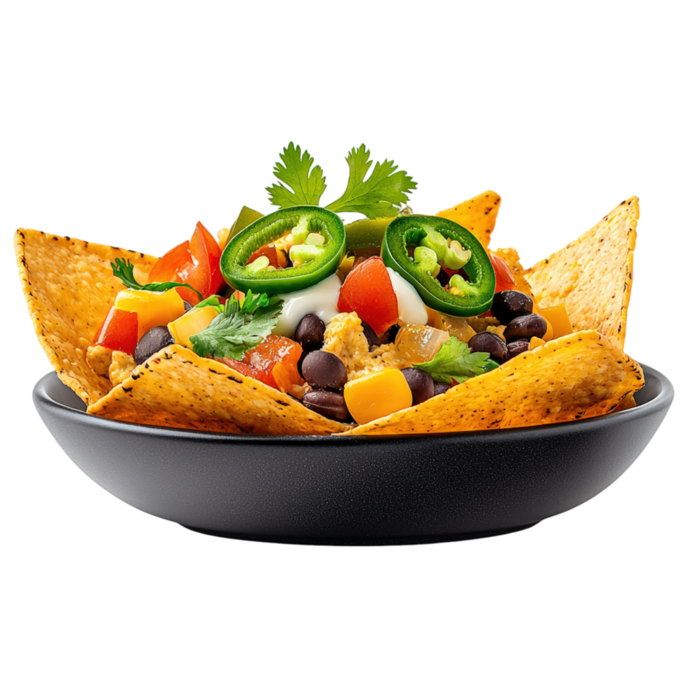 Free Isolated on Transparent Background, Delicious nachos topped with fresh ingredients, food, and beverage lovers will enjoy this vibrant dish png