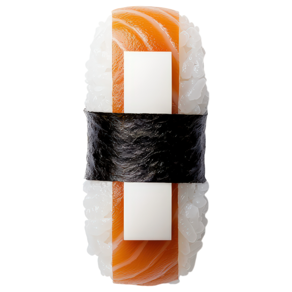 Free Isolated on Transparent Background, Delicious sushi roll featuring fresh salmon, rice, and seaweed, perfect for food and beverage lovers png