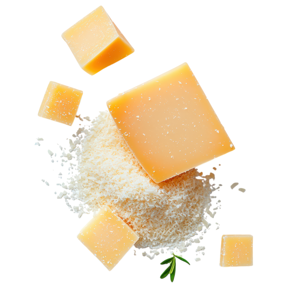 Free Isolated on Transparent Background, Creamy cheese, food, and beverage, with grated texture, perfect for cooking or snacking png