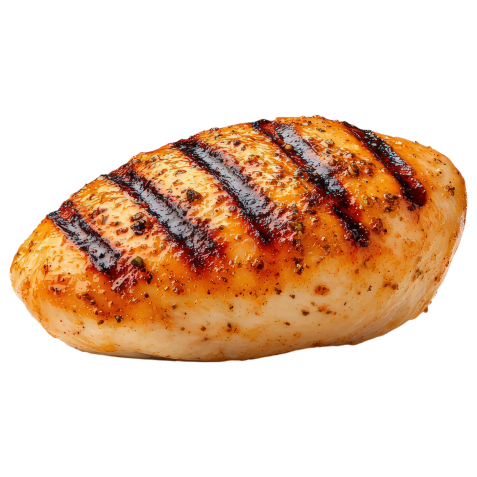 Free Isolated on Transparent Background, Grilled chicken breast, juicy, tender, delicious, food, and beverage, perfect for meals or salads png