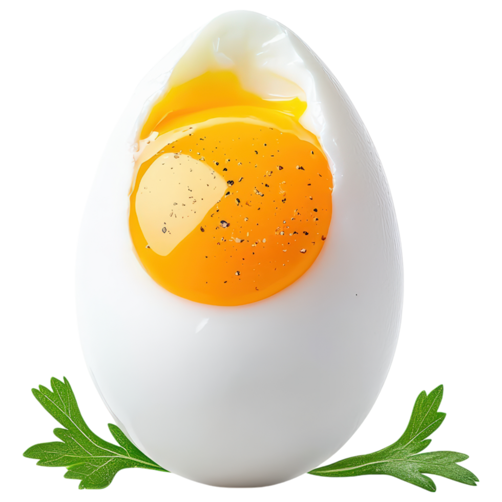Free Isolated on Transparent Background, Fresh egg, food, and beverage, with vibrant yolk and herbs, perfect for culinary dishes png