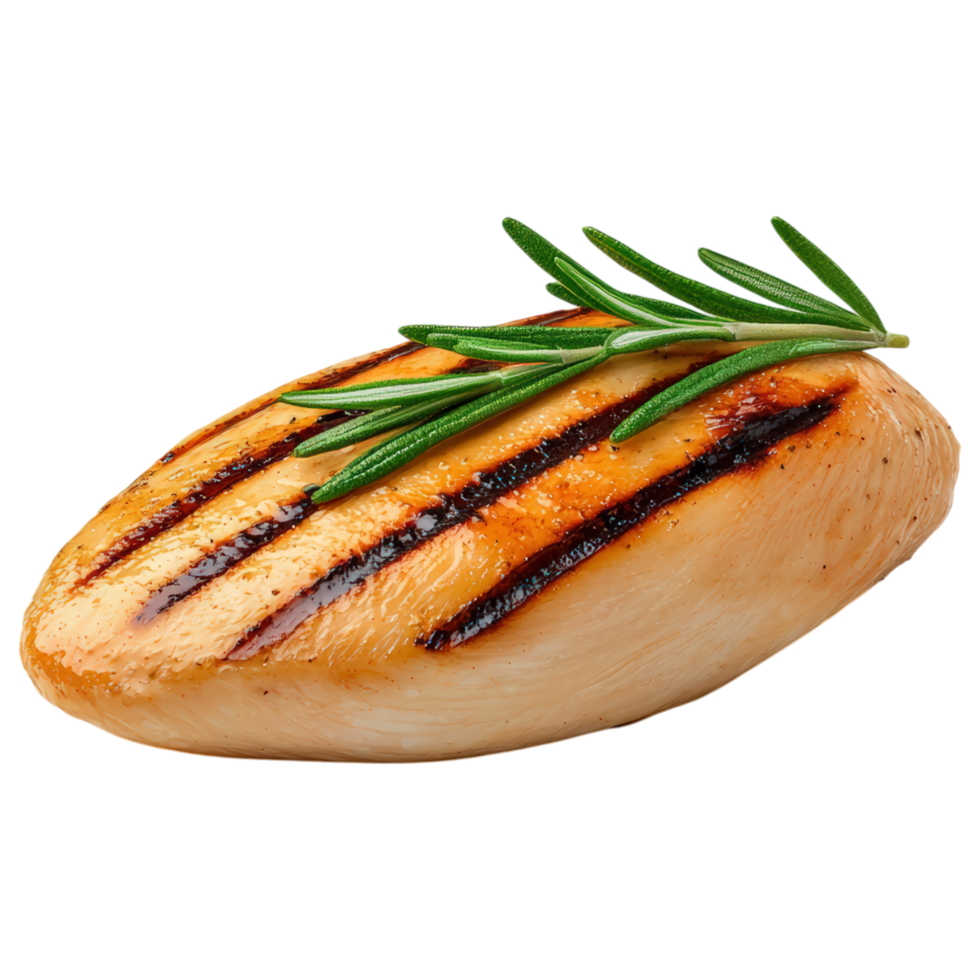 Free Isolated on Transparent Background, Grilled chicken breast with herbs, food, and beverage lovers will enjoy this delicious dish png