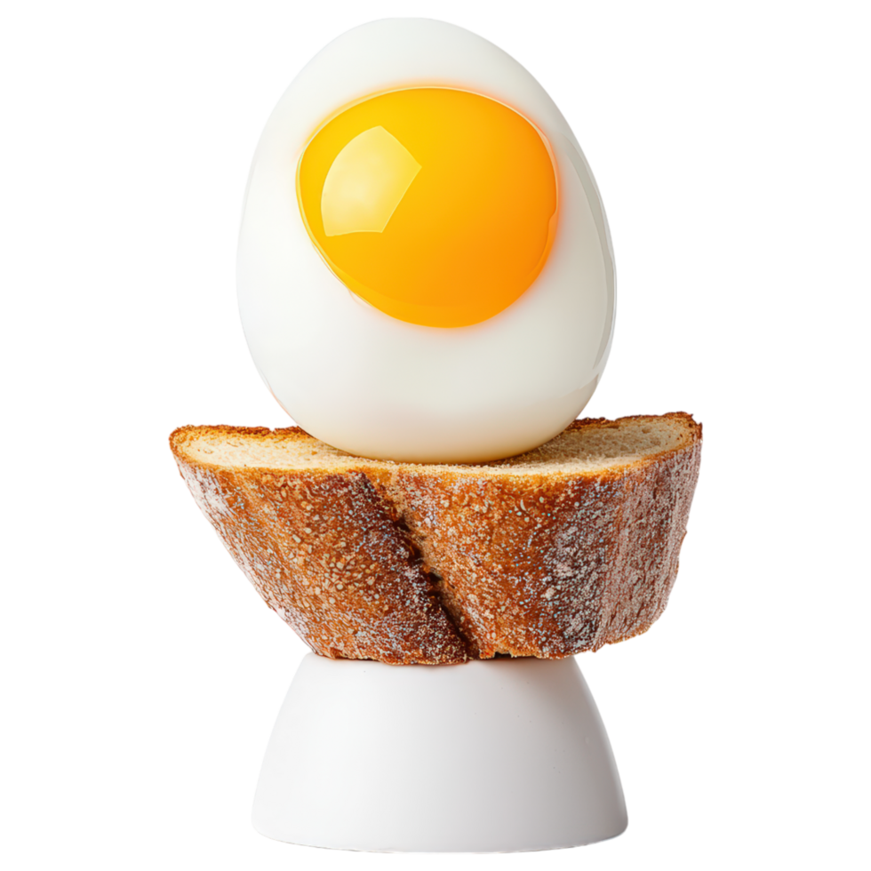 Free Isolated on Transparent Background, perfectly cooked egg sits atop slice of toasted bread, creating delightful food and beverage presentation png