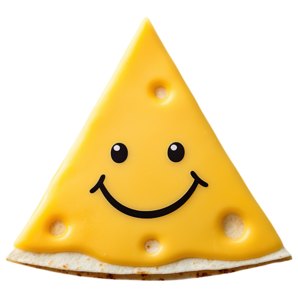 Free Isolated on Transparent Background, Cheerful cheese slice with smiling face, perfect for food, and beverage lovers png
