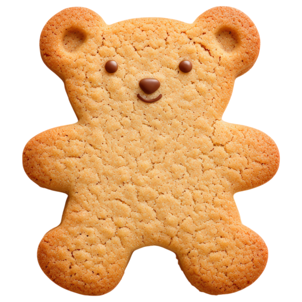 Free Isolated on Transparent Background, Delightful bear shaped cookie, perfect for snacks, food, and beverage lovers png