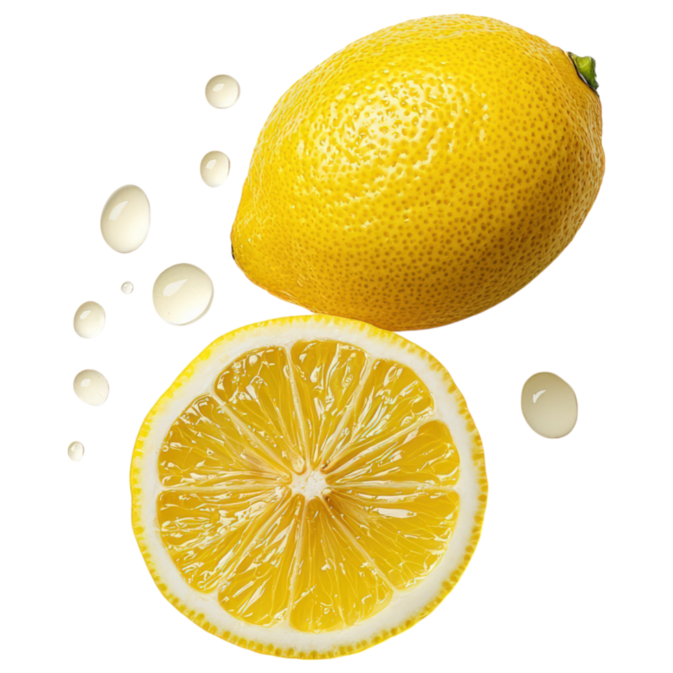 Free Isolated on Transparent Background, Fresh lemon, citrus fruit, vibrant yellow, juicy slice, food, and beverage, refreshing flavor, healthy png