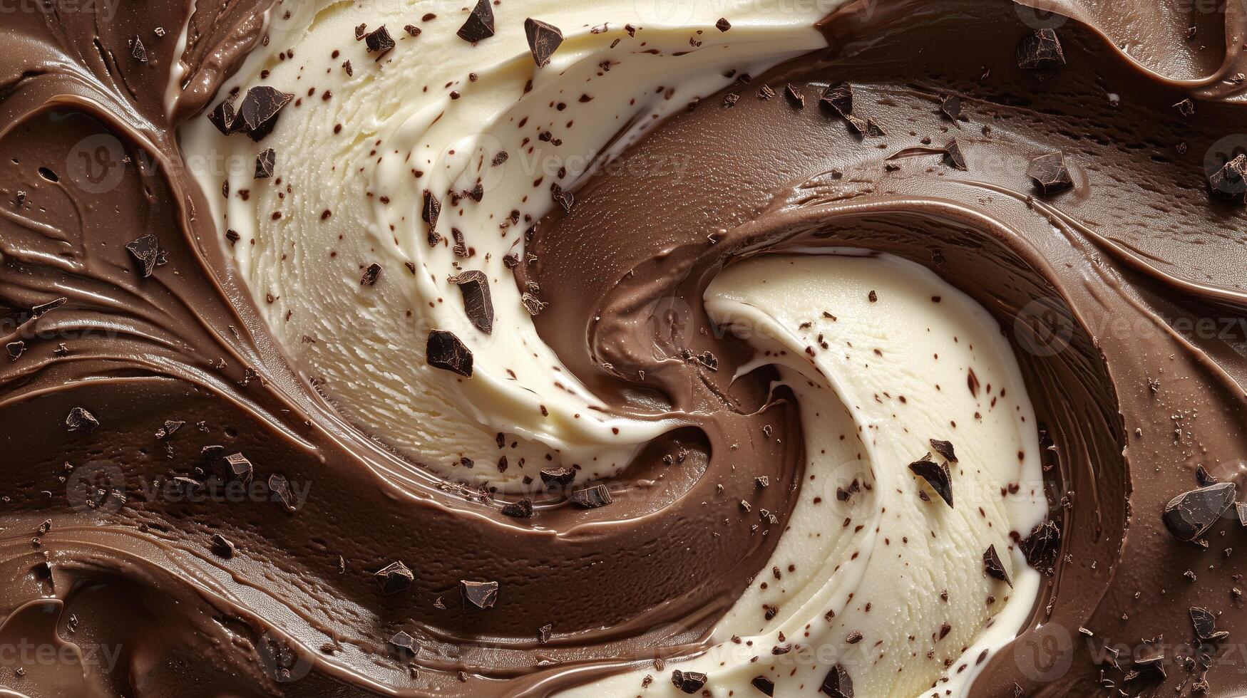 Delicious double chocolate and vanilla swirl ice cream texture photo