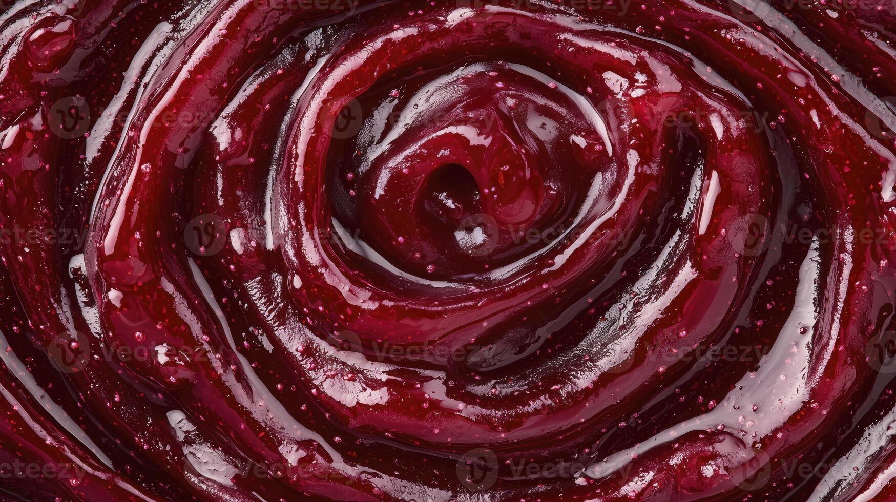 Berry jam swirl texture in macro view photo