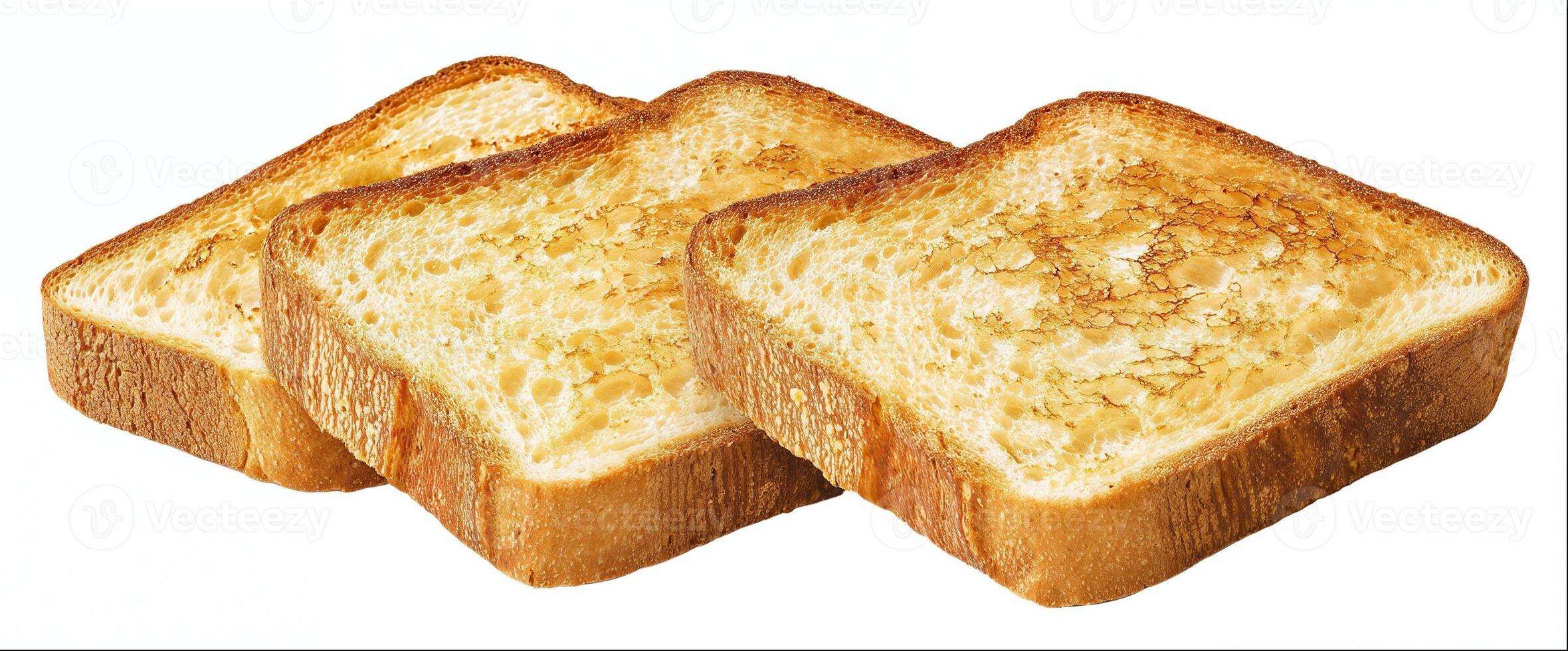 Toasted bread slices isolated on white background photo