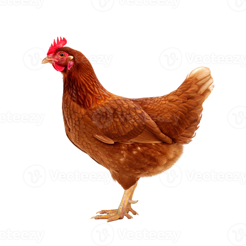 chicken . chicken animal isolated. farm hen . Colorful chicken with bright feathers . poultry bird cutout, useful for restaurant menus, farm branding, and agriculture themes png