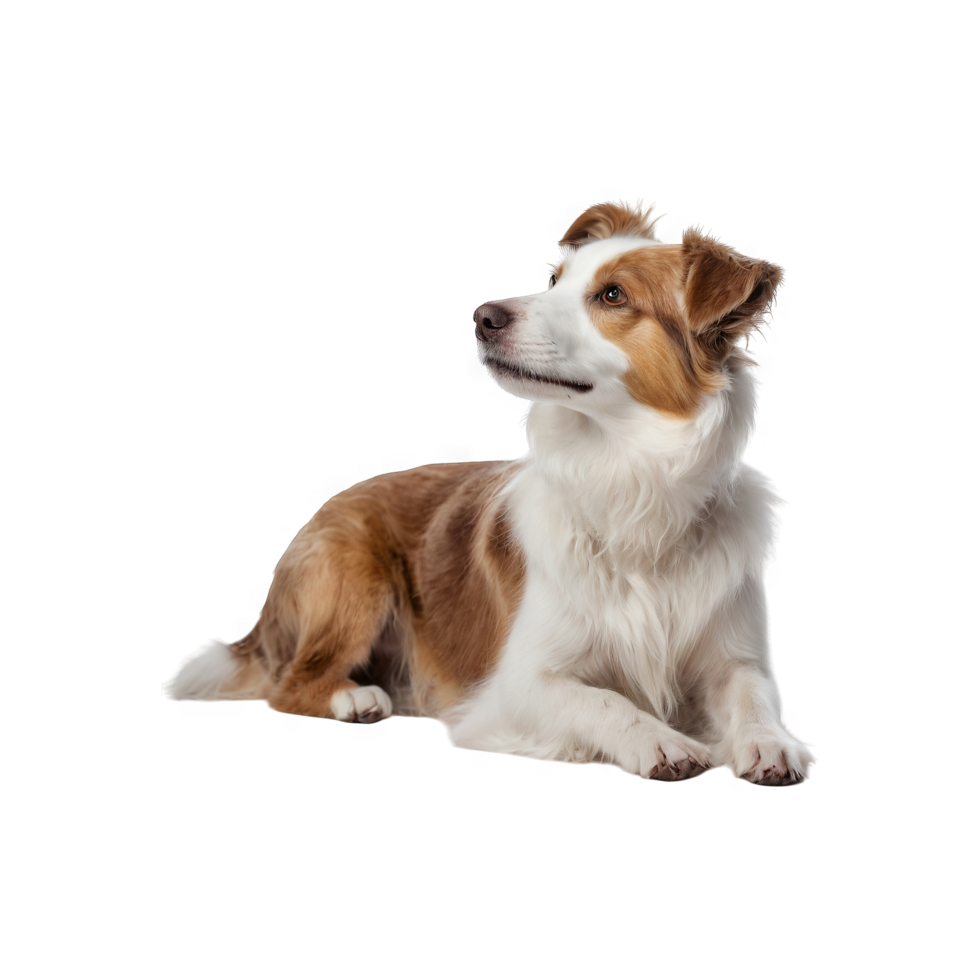 Happy brittany spaniel dog panting and sitting png