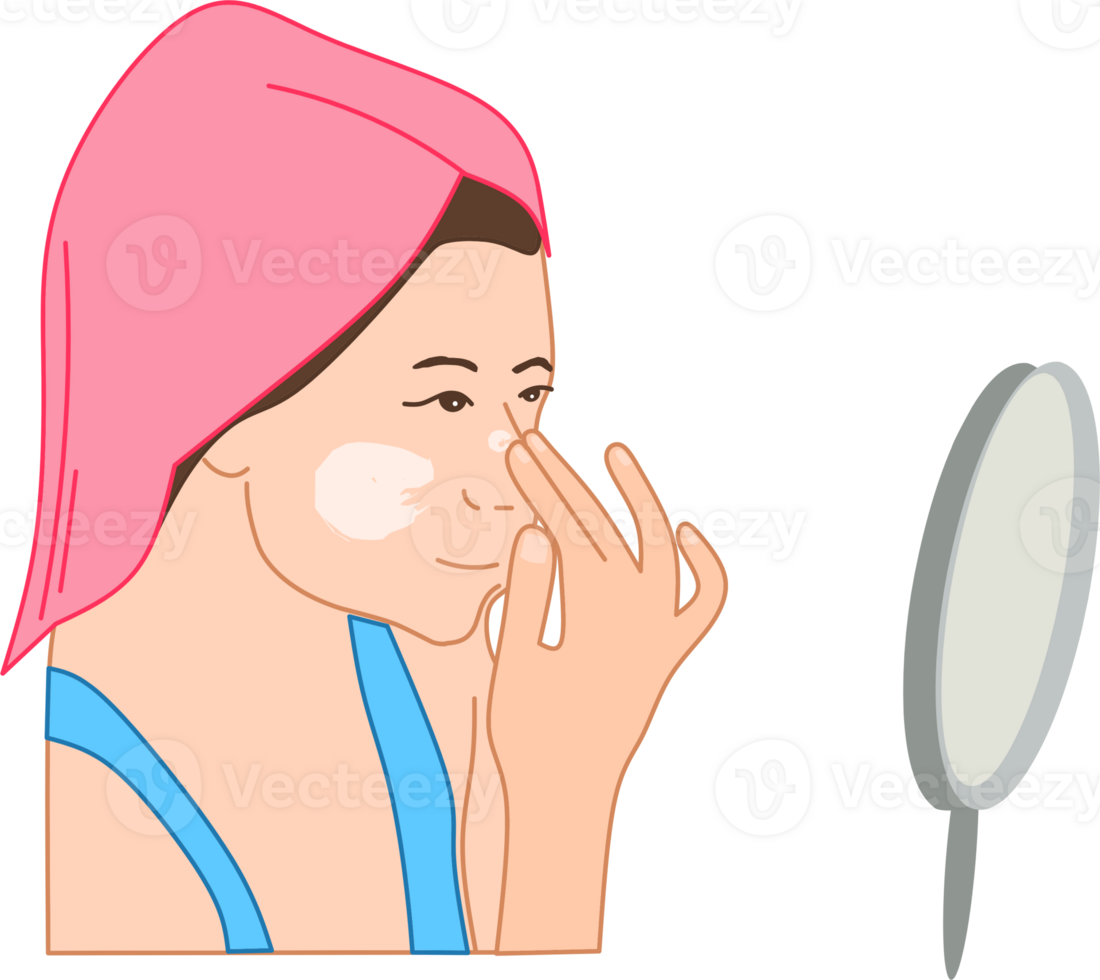 Woman applying facial cream illustration png
