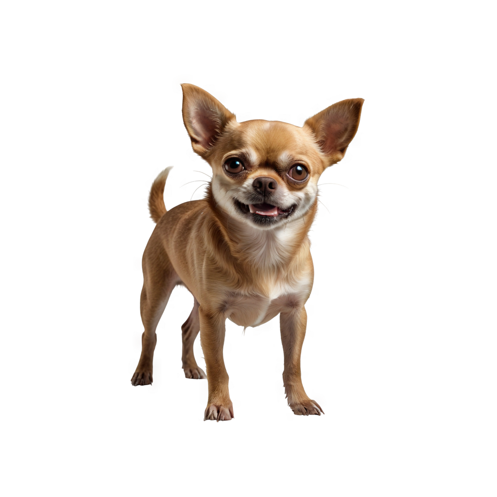 Pretty brown chihuahua dog standing and facing the camera png